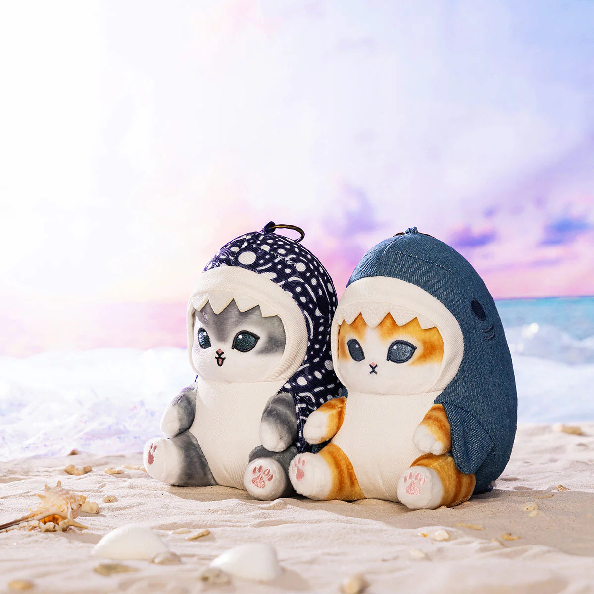 Japan Mofusand Sea Animals Series | Mofusand Cat in Denim Shark Costume Cute Plush Doll Keychain - Kawaii items Room Decoration Doll