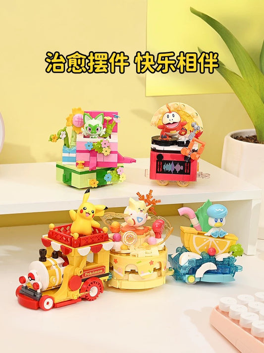 Pokemon Parade of Floats | Pikachu Togepi Sprigatito Fuecoco Quaxly - Train Car can Move Building Blocks Toy Collections