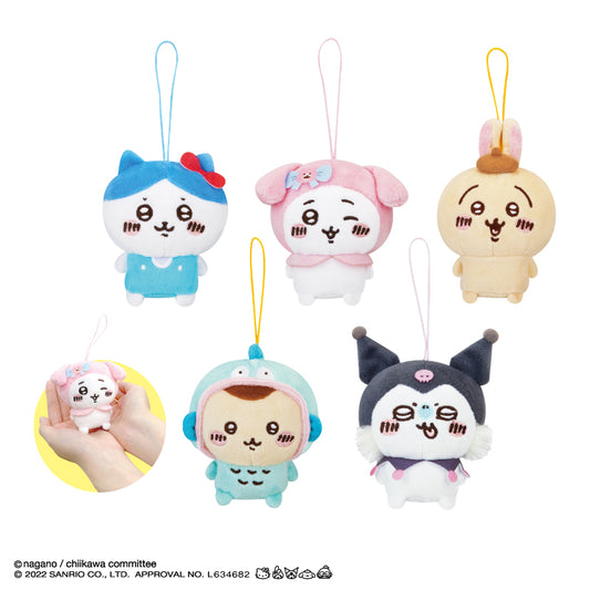 Japan Sanrio x ChiiKawa | ChiiKawa Hachiware Usagi Momonga Kurimanju with Sanrio Characters - Mini Plush Doll keychain