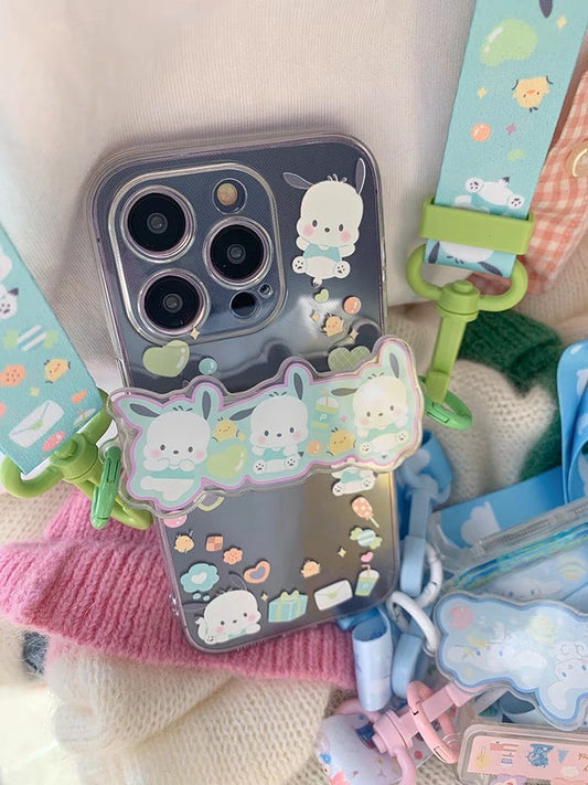 Japanese Cartoon Phone Back Clip with Phone Lanyard | Pochacco Bear Cinnamoroll - for All Smart Phones KawaiiGiftLand