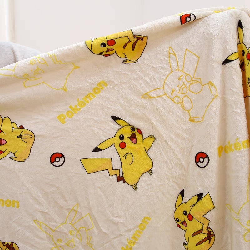 Japan Cartoon Pokemon | Pikachu Plush Doll With Furry Blanket - Mascot Plush Doll Kawaii Decoration KawaiiGiftLand