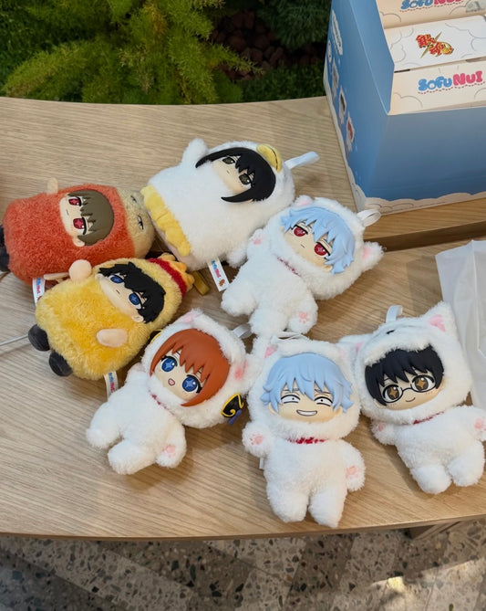 Top Toy X Gintama Part 1 Series SofuNui | Gintoki Kagura Shinpachi Sougo Kotarou Toushirou - Vinyl Face Plush Doll Figure Keychain Collectable Toys Mystery Blind Box