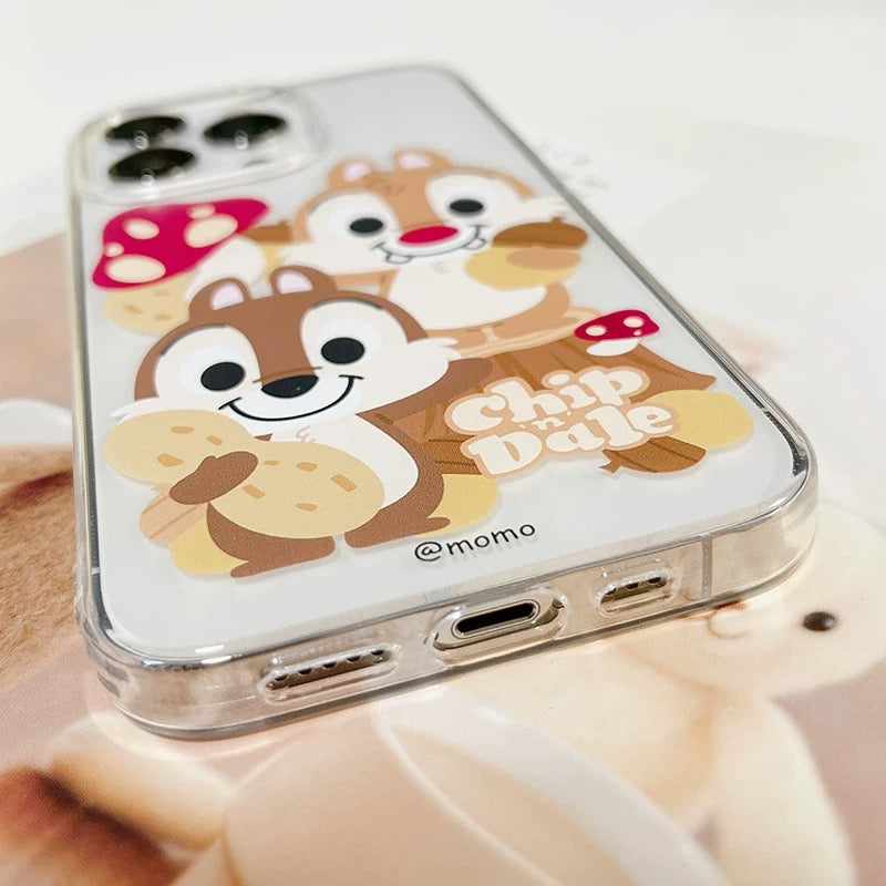 Cartoon Clip & Dale with Mushroom - iPhone Case 12 13 14 15 Pro Promax mini KawaiiGiftLand