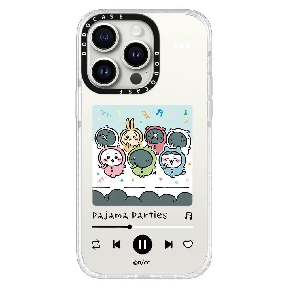Japanese Cartoon ChiiKawa Clear with Transparent Frame Phone Case | Pajamas Song & Full Screen Fun Emo ChiiKawa Hachiware Usagi - iPhone Case 12 13 14 15 16 17 Pro Promax