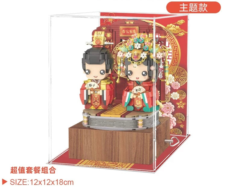 Loz Building Mini Block Characters Music Box | Chinese Wedding Bridegroom Bride - Valentine Wedding DIY Handmade Gift