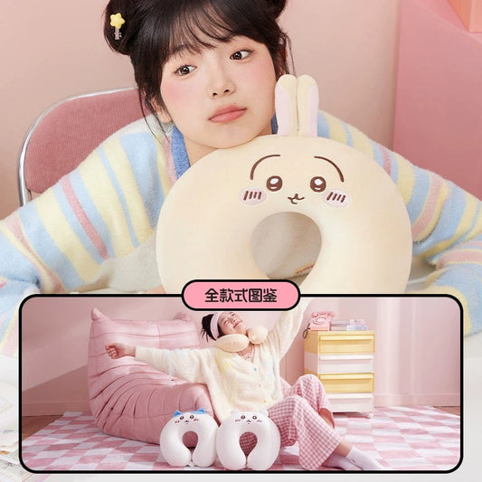 ChiiKawa X Miniso | ChiiKawa Hachiware Usagi Neck Pillow - Airplane Pillow Kawaii items Room Decoration KawaiiGiftLand