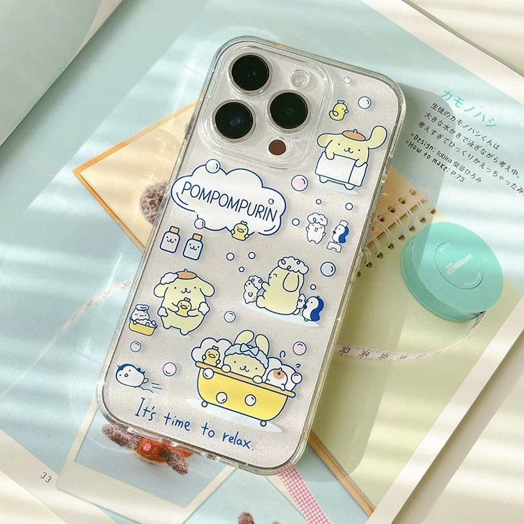 Japanese Cartoon Pompompurin Bathing Clear iPhone Case 7 8 PLUS SE2 XS Japanese Cartoon Pompompurin Bathing Clear iPhone Case 7 8 PLUS SE2 XS