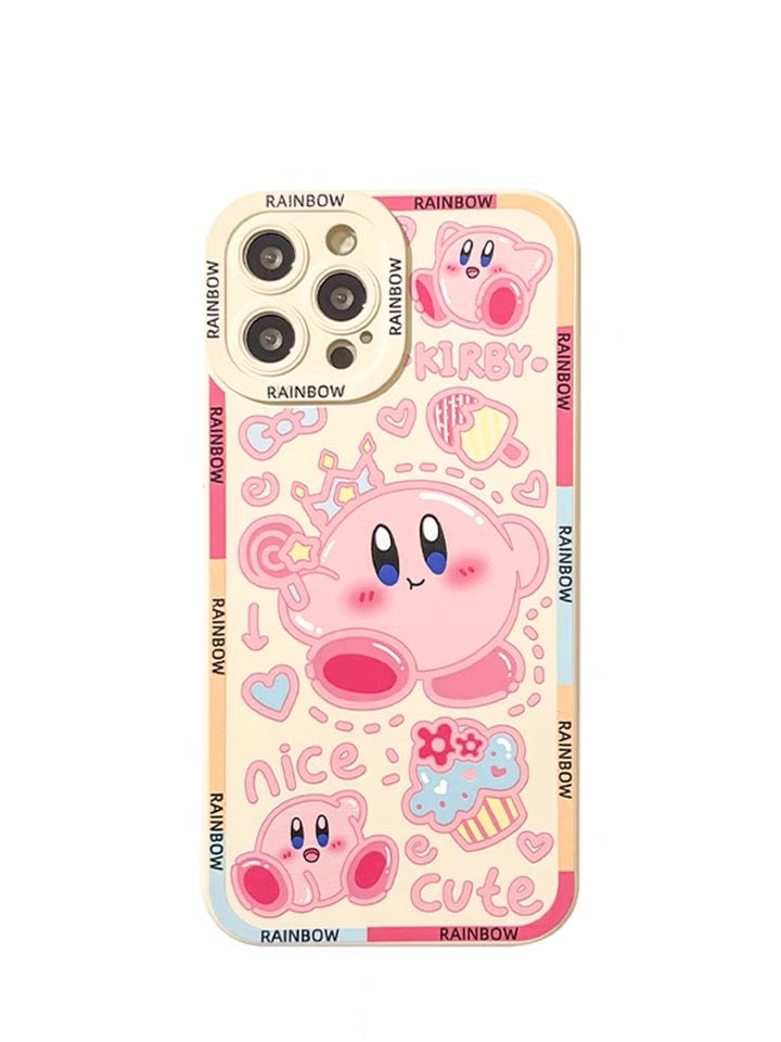 Japanese Cartoon Pink Monster Star Kabi Pink and Yellow iPhone Case 6 7 8 PLUS SE2 XS XR X 11 12 13 14 15 16 Pro Promax 12mini 13mini KawaiiGiftLand