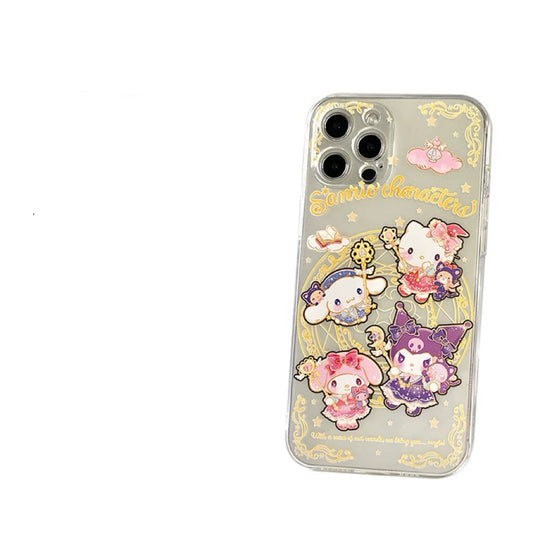 Japanese Cartoon Sanrio Magic School | Hello Kitty My Melody Kuromi Cinnamoroll Witch Wizard Laser Colour Clear - iPhone Case 11 12 13 14 15 16 Pro Promax KawaiiGiftLand