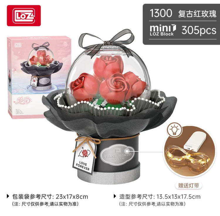 Loz Building Block Eternal Flowers Set | Rose SunFlower - with LED Lights Valentine Wedding Gift DIY Handmade Gift KawaiiGiftLand