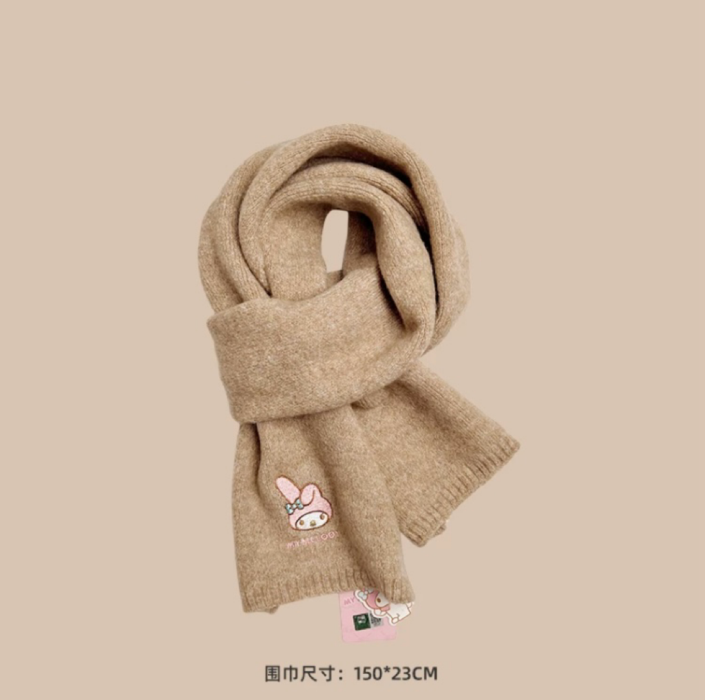 Sanrio Simple Casual Design Warm Scarf | My Melody - Made with Wool Autumn Winter Accessories Fashionable KawaiiGiftLand