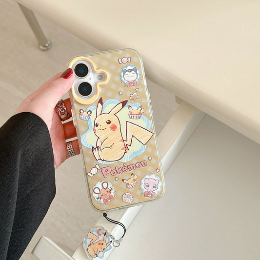 Japanese Cartoon Pokemon Hand Drawing Version | Pikachu Snoriax - iPhone Case 6 7 8 PLUS SE2 XS XR X 11 12 13 14 15 16 Pro Promax 12mini 13mini KawaiiGiftLand