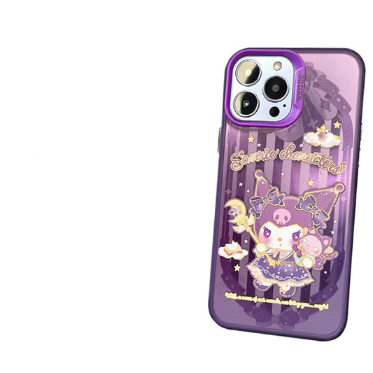 Japanese Cartoon Sanrio Magic School | Kuromi Witch Laser Colour Clear - iPhone Case 11 12 13 14 15 16 Pro Promax KawaiiGiftLand