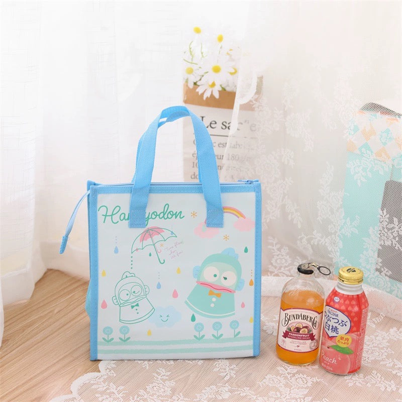Japanese Cartoon Rainy Day Lunch Handbag | Hello Kitty My Melody Kuromi Cinnamoroll Pompompurin Pochacco Keroppi Hangyodon - Small Tote Bag Can Keep Warm Picnic KawaiiGiftLand