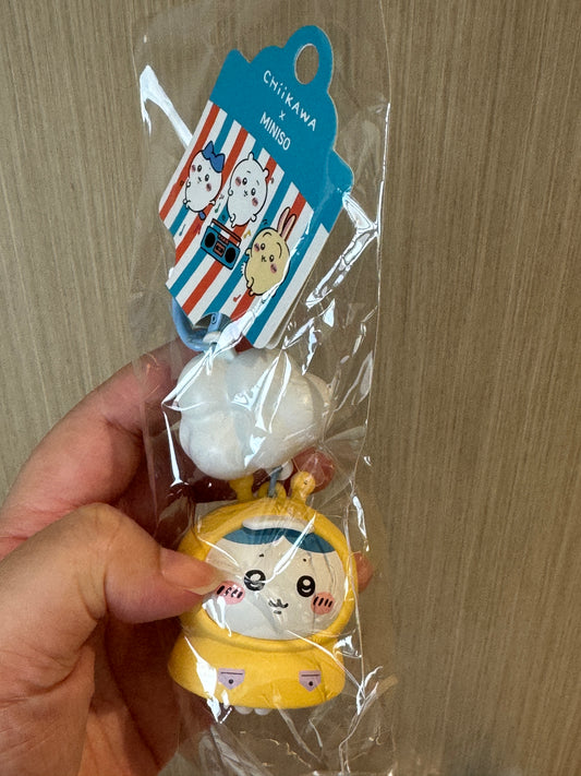 ChiiKawa X Miniso Hot Summer Series | ChiiKawa Hachiware Usagi Raincoat Cute Plastic Doll Light Up Function Keychain - Kawaii Items Room Decoration Doll