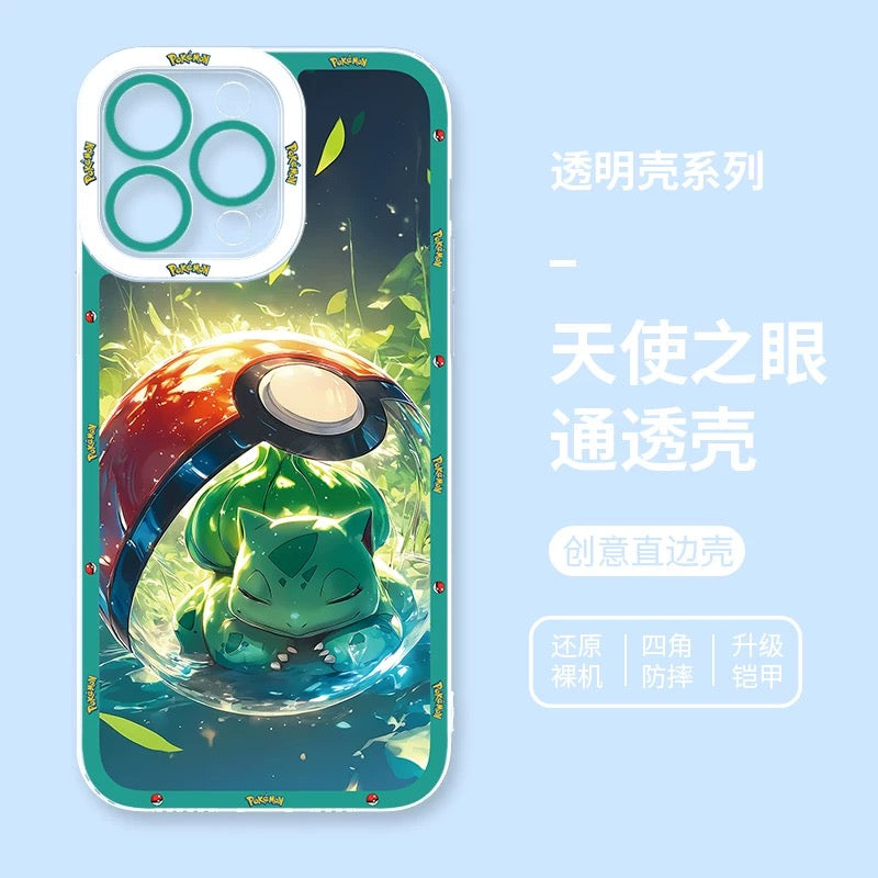 Japan Cartoon Pokemon Sweet Dream in Pokeball | Pikachu Gengar Greninja Squirtle Lucario Bulbasaur - iPhone Case PLUS SE2 XS XR X 11 12 13 14 15 16 16e 17 17e Pro Promax 12mini 13mini