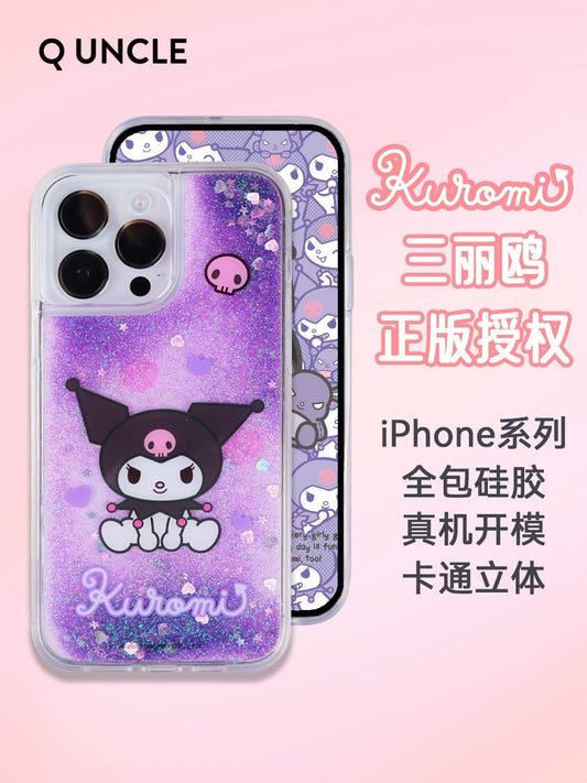 Sanrio Silicone Glitter Quicksand Phone Case | My Melody Kuromi Cinnamoroll - iPhone Case 13 14 Pro Promax KawaiiGiftLand