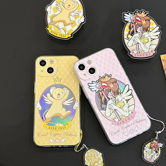 Japanese Cartoon Cardcaptor Sakura | Sakura & Kero Chan - iPhone Case 7 8 PLUS SE2 XS XR X 11 12 13 14 15 16 Pro Promax 12mini 13mini