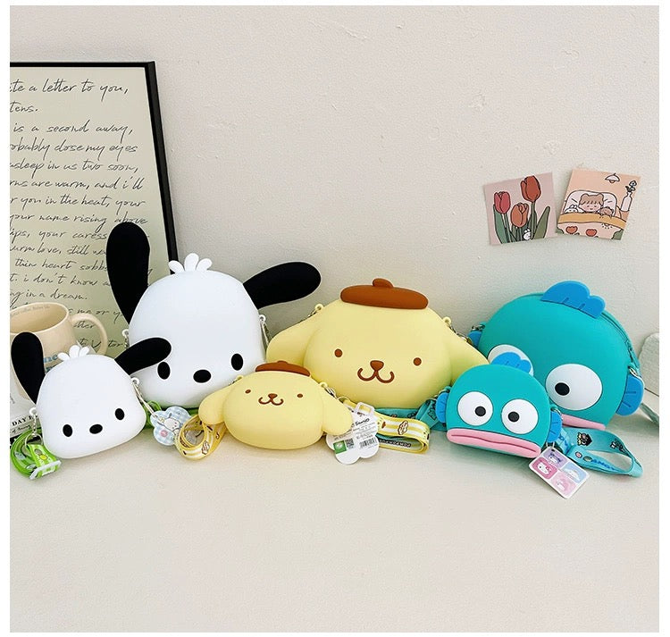 Japan Sanrio Silicone Big Head Shoulder Bag | Pompompurin - Kawaii Bag Birthday Girlfriend Children Gift KawaiiGiftLand