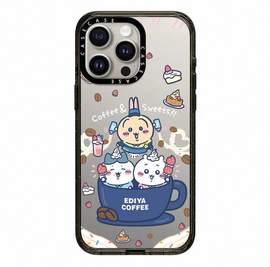 Japanese Cartoon ChiiKawa Transparent Black Frame & Mirror Phone Case | Cafe & Group 8 Styles ChiiKawa Hachiware Usagi - iPhone Case 12 13 14 15 16 17 Pro Promax