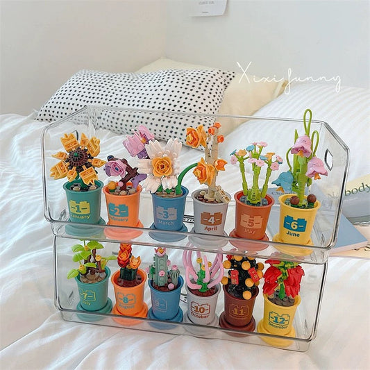 Mini Block Building Potted Plant | Birthday Months - Tiny Particle Assembly DIY Handmade Gift KawaiiGiftLand