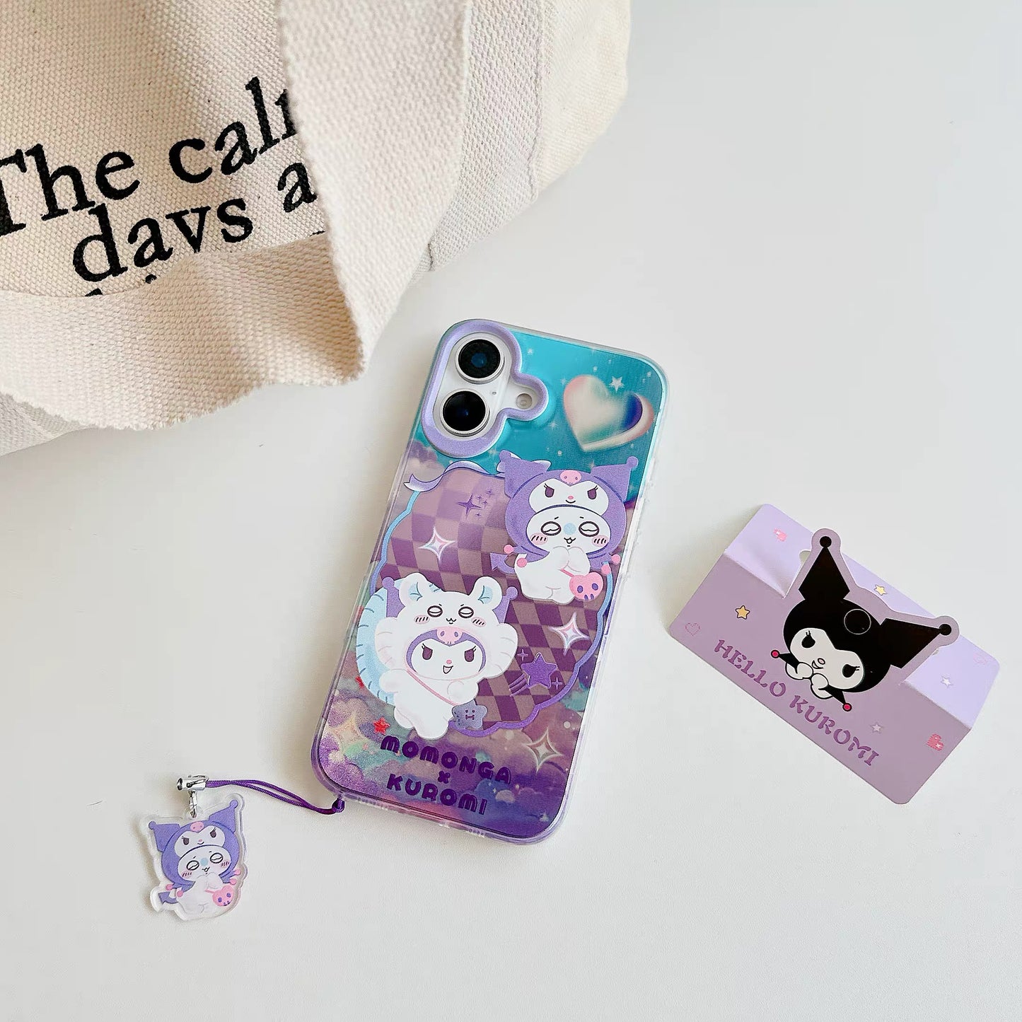 Japanese Cartoon Sanrio X Chiikawa Laser Phone Case with Strap | Kitty Chiikawa Cinnamoroll Hachiware Pompompurin Usagi Kuromi Momonga My Melody Crab - Phone Case Samsung Galaxy S26 S25 S24 S23 S22 S21 FE Ultra Edge