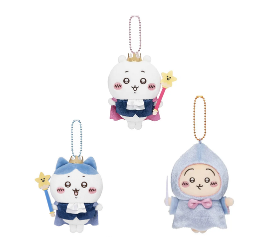 Japan ChiiKawa Birthday Series - Prince and Fairy Godmother | ChiiKawa Hachiware Usagi Momonga - Mini Plush Doll keychain