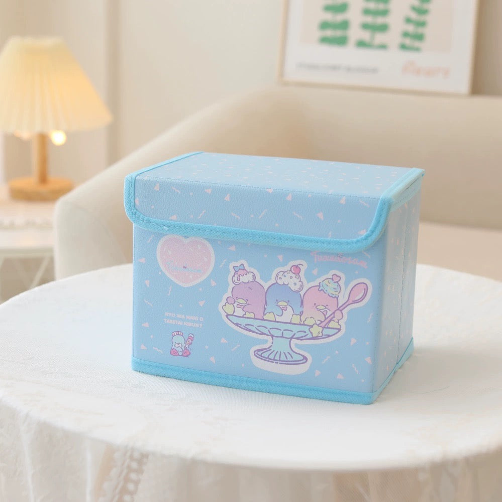 Japanese Cartoon with Friends Storage Box with Cover | Hello Kitty My Melody Kuromi Little Twin Stars Marron Cream Cinnamoroll Pompompurin Pocahcco KeroKeroKeroppi Hangyodon - Bedroom Girl Gift KawaiiGiftLand