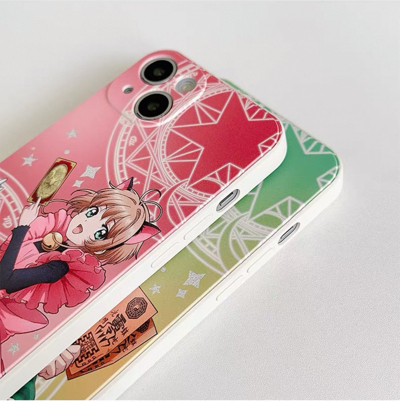 CardCaptorSakura Colourful White Case | Sakura & Syaoran Li - iPhone Case 7 8 PLUS SE2 XS XR X 11 12 13 14 15 16 Pro Promax 12mini 13mini KawaiiGiftLand