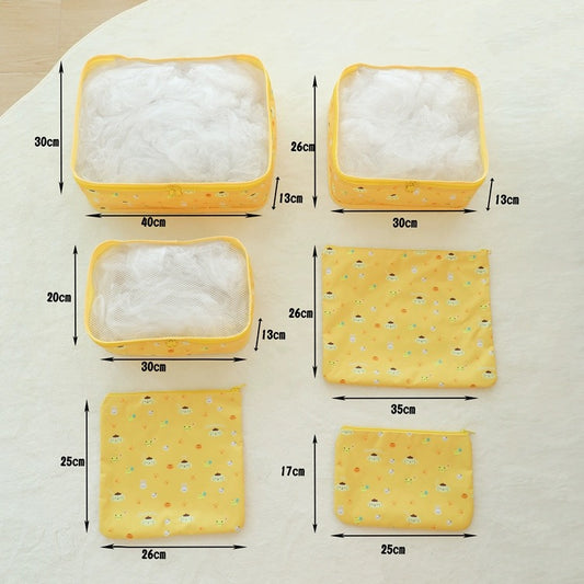 Japanese Cartoon Travel Storage Bag | Hello Kitty My Melody Kuromi Cinnamoroll Pompompurin Pochacco - Set of 6 Bags for Travel uses