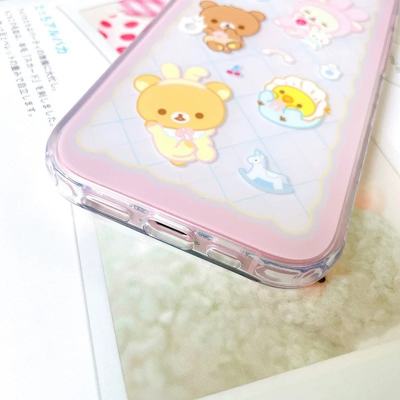 Japanese Cartoon Rilakkuma with Friends Baby Sweet Style - iPhone Case 13 14 15 16 Pro Promax KawaiiGiftLand