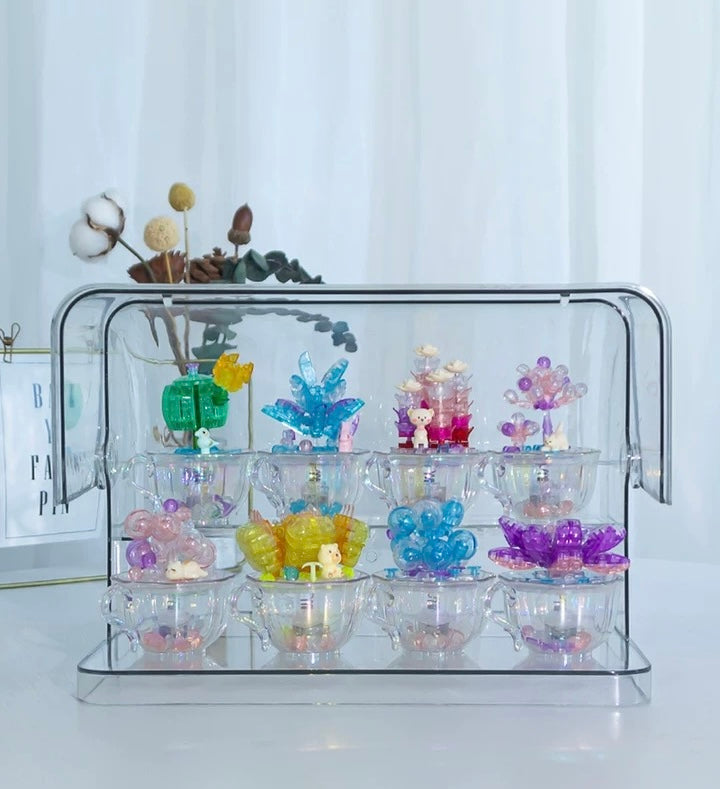 Mini Block Building Block Crystal Succulent Plants with Animals Cactus - Tiny Particle Assembly DIY Handmade Gift with Led Light