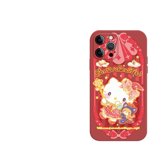 Japanese Cartoon Sanrio Magic School | Hello Kitty Witch Laser Colour Clear - iPhone Case 11 12 13 14 15 16 Pro Promax KawaiiGiftLand
