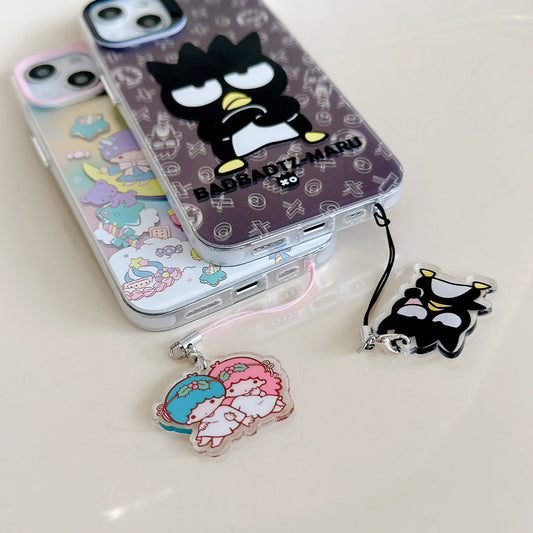 Japanese Cartoon iPhone Case with Strap | Laser Bad Badtz Maru XO Little Twin Stas - iPhone CasePhone Case 7 8 PLUS SE2 XS XR X 11 12 13 14 15 Pro Promax 12mini 13mini