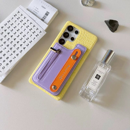 Korean Style | Candy Colour with Card Holder and Phone Stand - Phone Case Samsung Galaxy S25 S24 S23 S22 S21 Plus Ultra KawaiiGiftLand