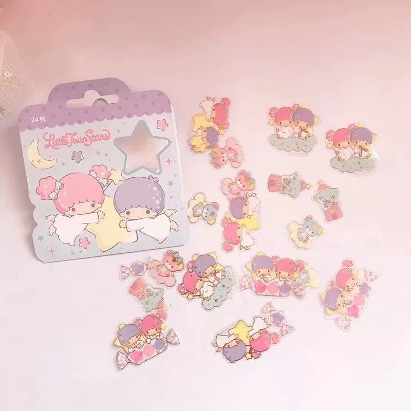 Sanrio Sweet Party Stickers Set | Hello Kitty My Melody Kuromi Little Twin Stars - Set of 24pcs KawaiiGiftLand