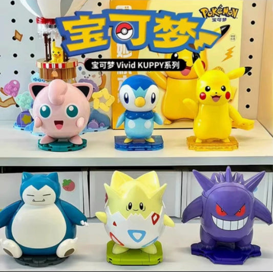 Pokemon Character Vivid Kuppy Build Blocks | Pikachu Jigglypuff Snorlax Piplup Togepi Genger - Moveable Building Blocks Toy Collections