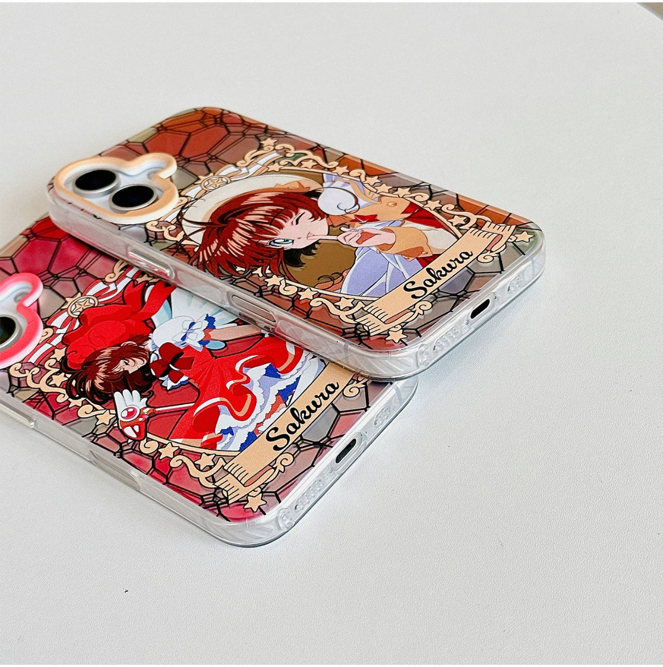 Japanese Cartoon CardCaptorSakura Layer Glass Window Version | Red Purple Yellow - iPhone Case 6 7 8 PLUS SE2 XS XR X 11 12 13 14 15 16 Pro Promax 12mini 13mini KawaiiGiftLand