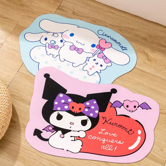 Japanese Cartoon Technical fabric Floor Mat | My Melody Kuromi Little Twin Stars Cinnamoroll Pochacco - Kawaii Room Decoration items Cute Things