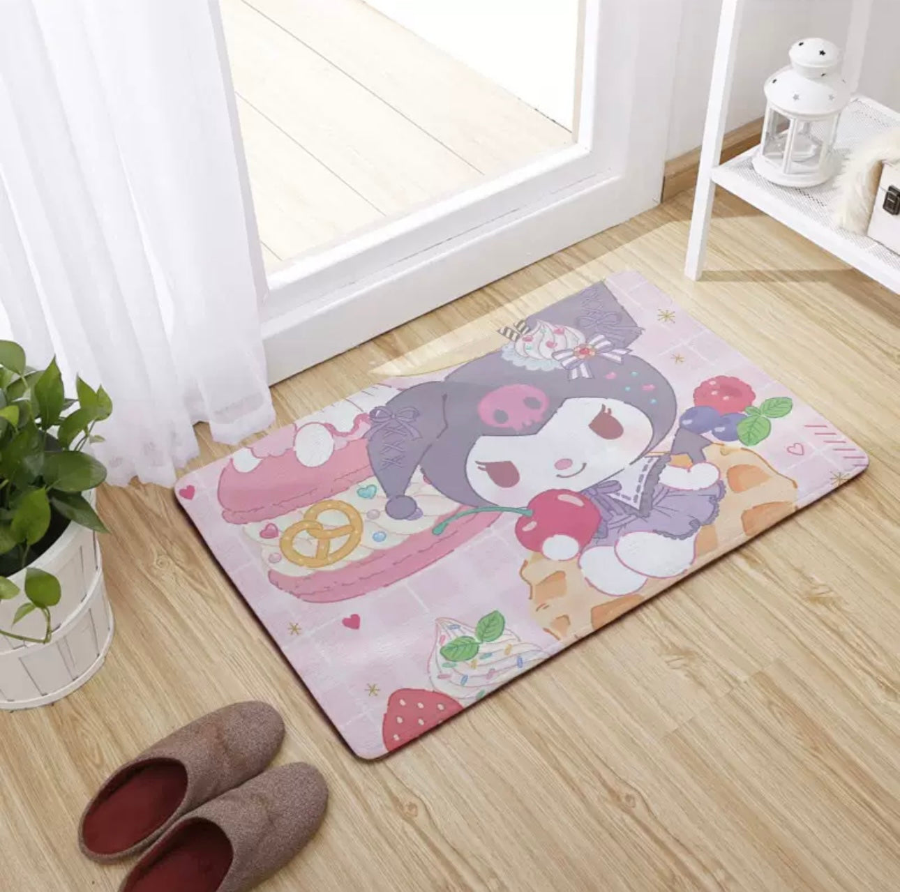 Japanese Cartoon Kuromi Soft Floor Mat | Sweet & Lolita - Kawaii Room Decoration items Cute Things KawaiiGiftLand