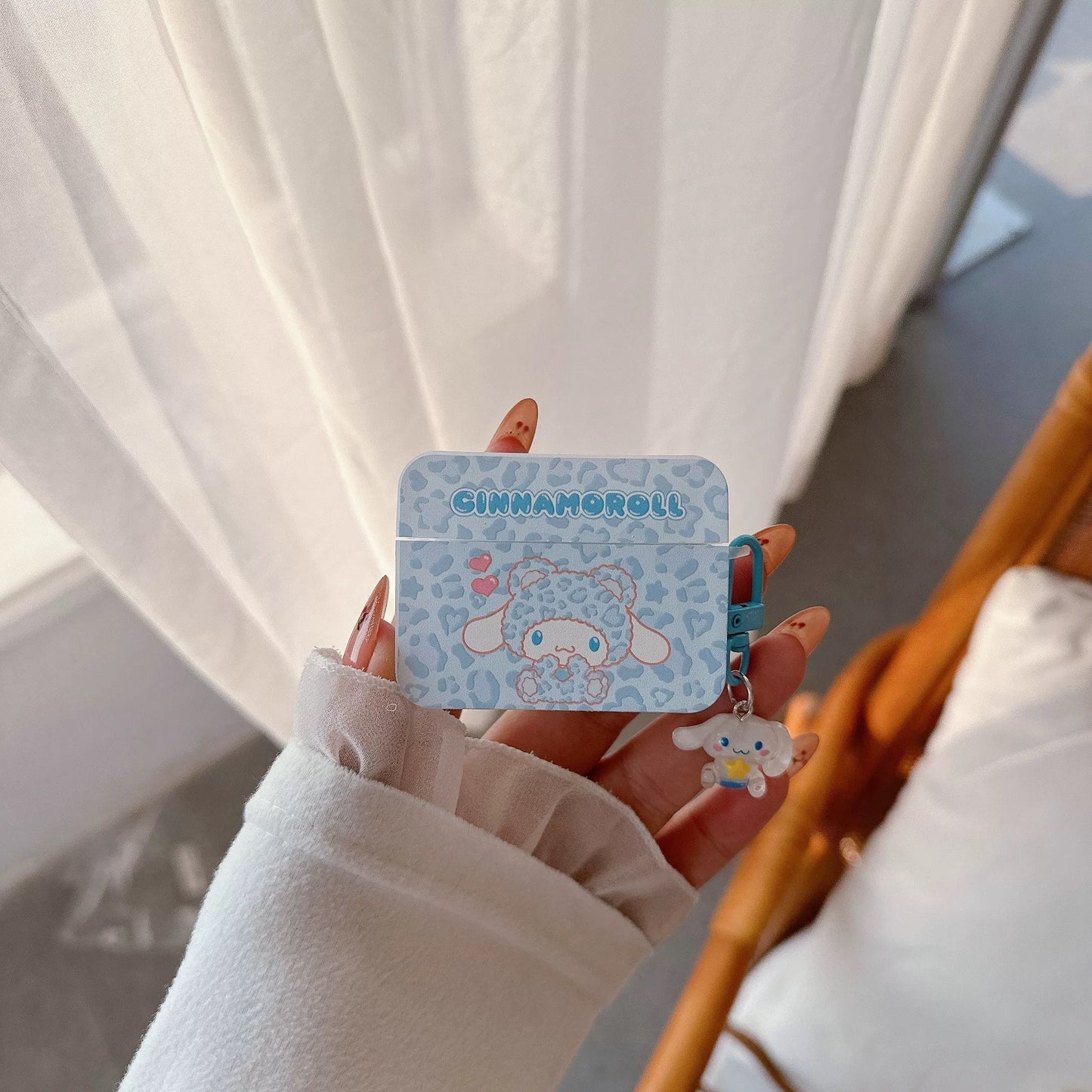 Japanese Cartoon Leopard Sweet Style | Hello Kitty My Melody Kuromi Cinnamoroll Brown Pink Purple Blue with Keychain - AirPods AirPodsPro AirPods3 AirPods4 Case KawaiiGiftLand