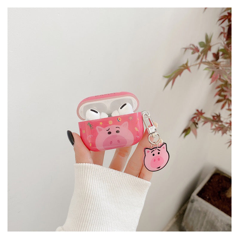 Japanese Cartoon Lovely Big Head | Toy Story Woody Buzz Alien Ham Pink Blue Purple Orange with Keychain - AirPods AirPodsPro AirPods3 AirPods4 Case KawaiiGiftLand