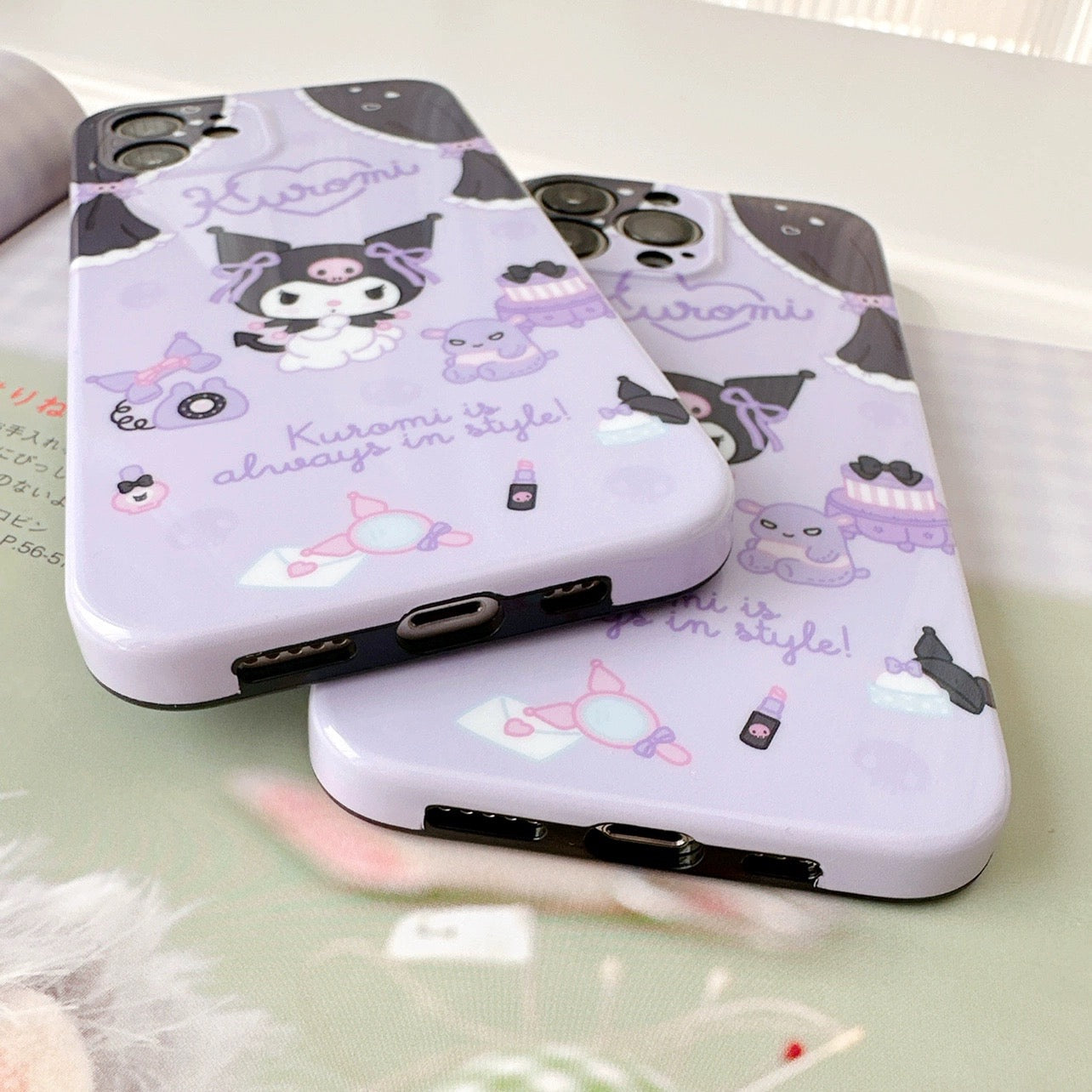 Japanese Cartoon Kuromi in Bedroom iPhone Case 11 12 13 14 Pro Promax KawaiiGiftLand