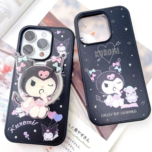 Japanese Cartoon Kuromi In Black iPhone Case 12 13 14 15 Pro Promax KawaiiGiftLand