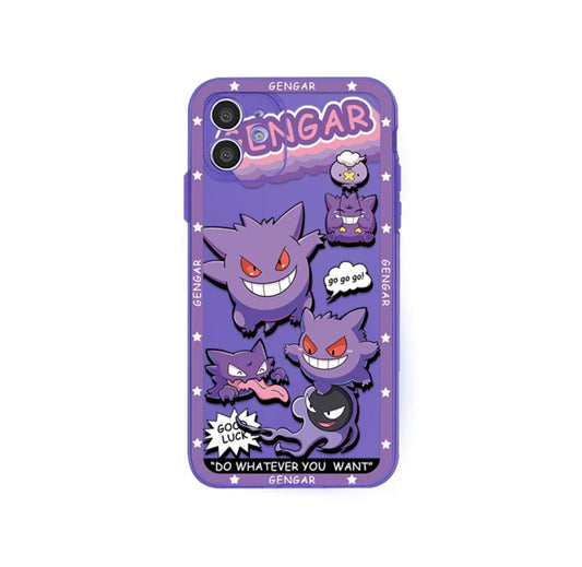 Japanese Cartoon Pokemon | Fluorescent Clear Case Evolution Gengar Jigglypuff Pikachu Squirtle Bulbasaur Charmander - iPhone Case 11 12 13 14 Pro Promax KawaiiGiftLand