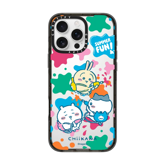 Japanese Cartoon ChiiKawa Transparent Phone Case | ChiiKawa Hachiware Usagi Summer Pool Party Playing Time - iPhone Case 12 13 14 15 16 17 Pro Promax