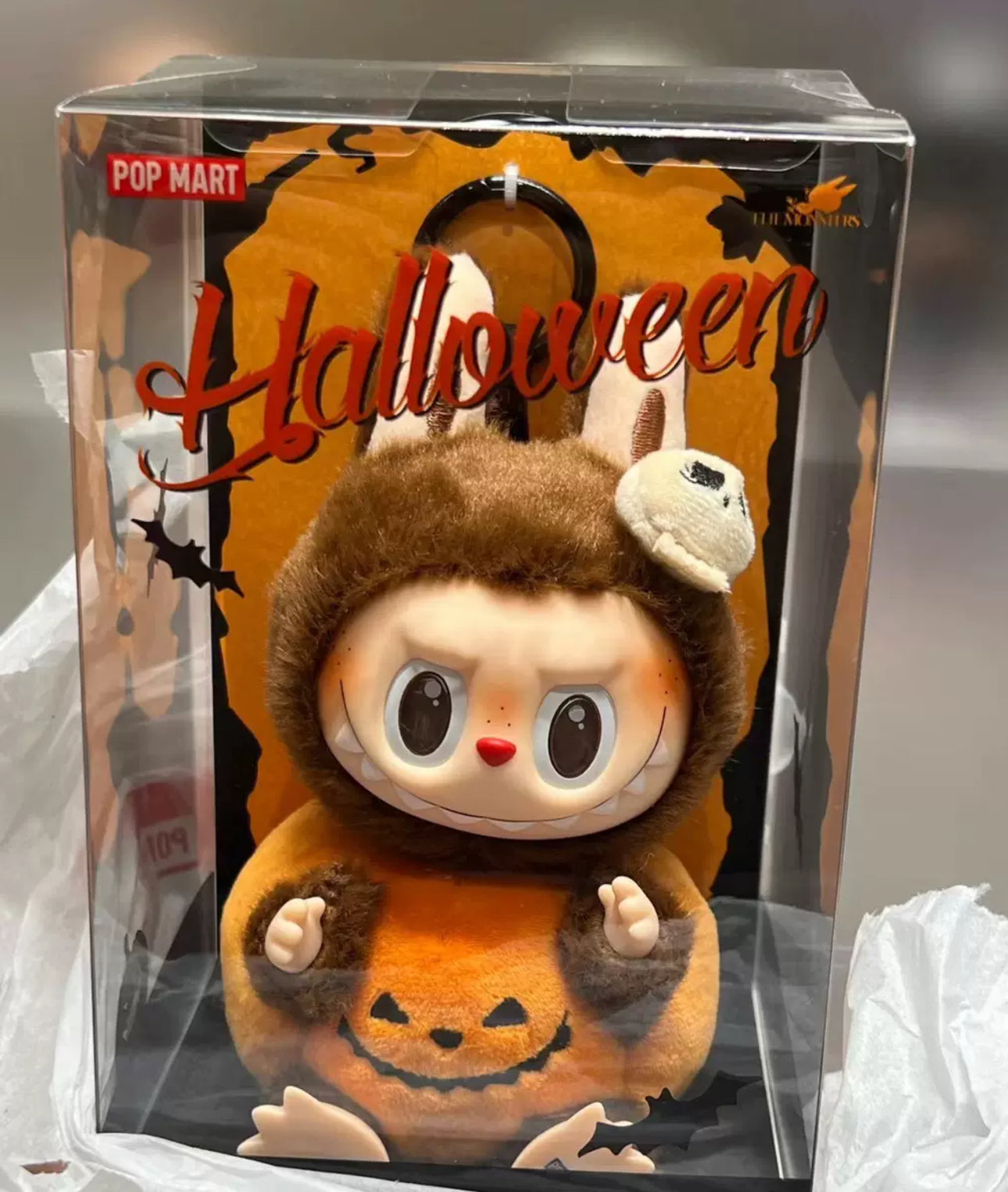 Popmart Happy Halloween Party Series Limited Edition | Zimomo Sitting Pumpkin Vinyl Plush Pendant Figure Keychain - 15cm Kasing Lung Zimomo Labubu Toy Collection KawaiiGiftLand