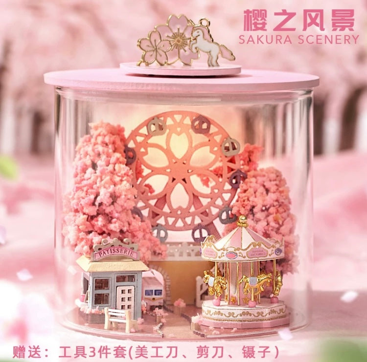 Craft Kits Dream Bottle Series | Sakura Scenery - DIY Handmade Mini World Miniature Gift Pink Romantic Gift KawaiiGiftLand
