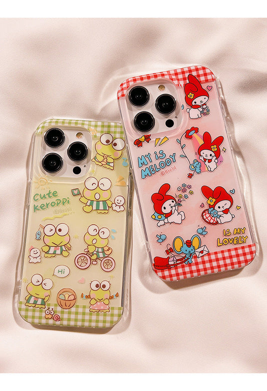 Japanese Cartoon Vintage Style | My Melody Keroppo iPhone Case 11 12 13 14 15 16 Pro Promax KawaiiGiftLand