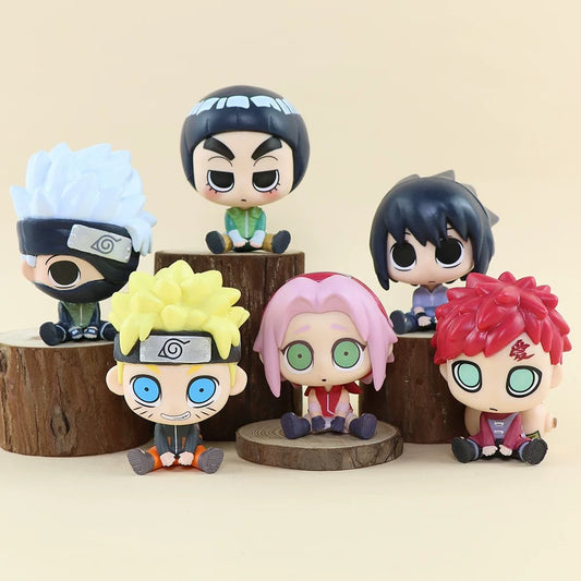 Miniso X Naruto Ninja Mini Sitting Part 1 Series Limited Edition | Naruto Shippuuden Naruto Sasuke Sakura Kakashi Gaara Lee - Figure Keychain Collectable Toys Mystery Blind Box
